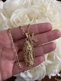 Classic Virgin Mary And Initial Necklace