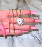 Bling Eye Heart (Pink/Figaro Chain)