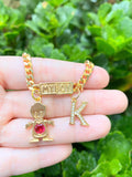 Kids Birthstone And Initial Bracelet