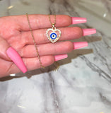 Red Or Blue Heart Eye Necklace