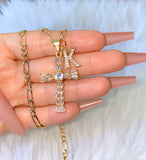 Dynasty Cross & Initial (Figaro Chain)
