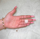 Bling Eye Heart (Pink/Rolo Chain)