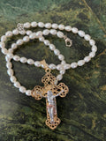Freshwater Pearl Crucifix Necklace
