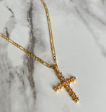 Pink Star Cross (Figaro Chain)