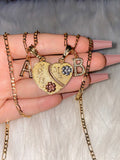 Mommy & Me Breakable Heart With 2 Letters (Tricolor)