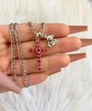 Red Cross & Teddy Necklace