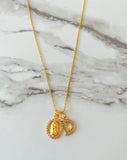 Pink Diamond Mary Necklace With Initial (Rolo Chain)