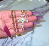 Eye Cross & Letter (Figaro Chain)