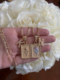 Framed Rose And Initial Necklace