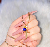 Dainty Classic Cross With Birthstone