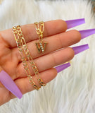 Dainty Bling Initial (Figaro Chain)