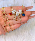 1 To 5 Birthstone And Icy Initial Necklace