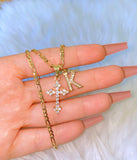 Kourtney Cross & Initial (Figaro Chain)