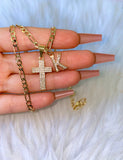 Sugar Cross & Initial (Figaro Chain)