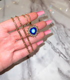 Bling Eye Heart (Navy/Figaro Chain)