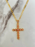Pink Star Cross (Figaro Chain)