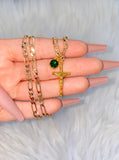 Golden Crucifix & Birthstone Necklace