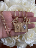 Framed Rose And Initial Necklace