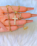 Sugar Cross & Initial (Figaro Chain)