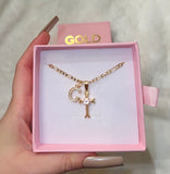 Pink Diamond Cross With Initial