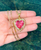 Large Icy Heart Necklace In Multiple Colors