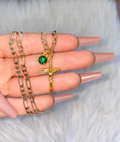 Golden Crucifix & Birthstone Necklace