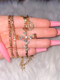 Dazzling Rose Cross Necklace With Initial