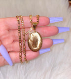 Oval Mother Mary With Initial