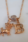 Gold Plated Chihuahua And Initial Necklace