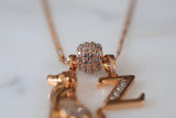 Yellow Or White Gold Plated Diamond Inspired Dog And Letter Necklace