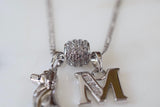 Yellow Or White Gold Plated Diamond Inspired Dog And Letter Necklace