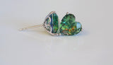 Large Heart Shape Green Studs With Beautiful Detailing