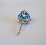 Large Heart Shape Green Studs With Beautiful Detailing