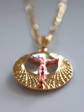 Round Tricolor Jesus Necklace