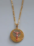 Round Tricolor Jesus Necklace