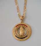 Unisex Greek Key Virgin Mary Necklace