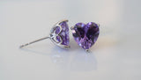 White Gold Plated Amethyst Inspired Heart Studs With Beautiful Detailing