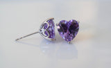 White Gold Plated Amethyst Inspired Heart Studs With Beautiful Detailing