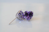 White Gold Plated Amethyst Inspired Heart Studs With Beautiful Detailing
