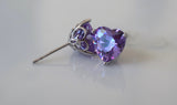 White Gold Plated Amethyst Inspired Heart Studs With Beautiful Detailing