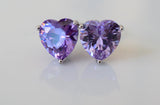 White Gold Plated Amethyst Inspired Heart Studs With Beautiful Detailing
