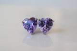 White Gold Plated Amethyst Inspired Heart Studs With Beautiful Detailing
