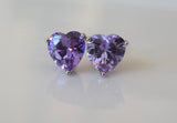 White Gold Plated Amethyst Inspired Heart Studs With Beautiful Detailing