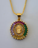 Oval Rainbow Mary Necklace