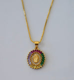 Oval Rainbow Mary Necklace