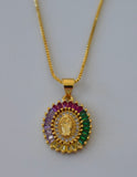 Oval Rainbow Mary Necklace