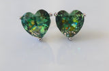 Large Heart Shape Green Studs With Beautiful Detailing