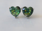 Large Heart Shape Green Studs With Beautiful Detailing