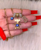 Icy Birthstone And Initial Kids With 2 Tone Blue Eyes