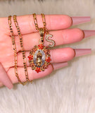 Red Icy Tricolor Floral Mary With Initial